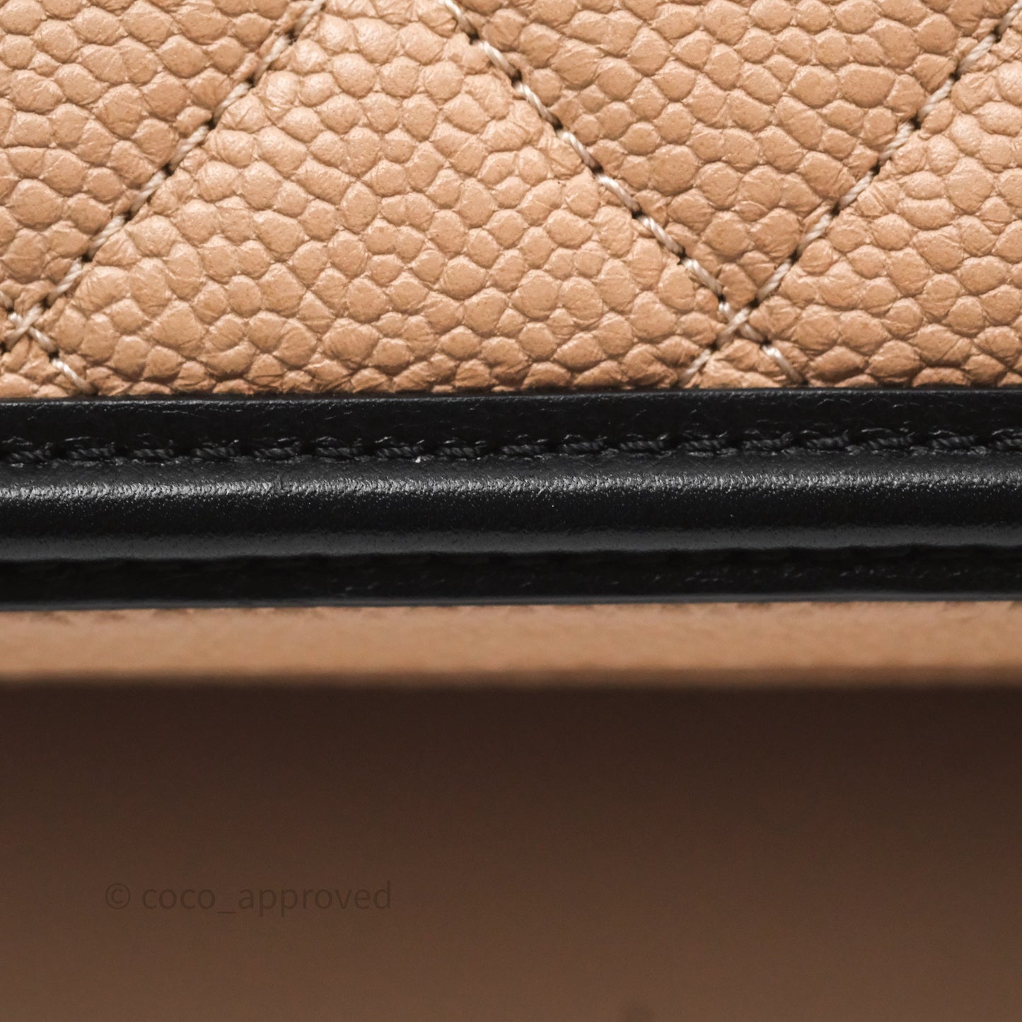 Chanel Quilted Medium CC Filigree Vanity Case Beige Caviar Gold Hardware