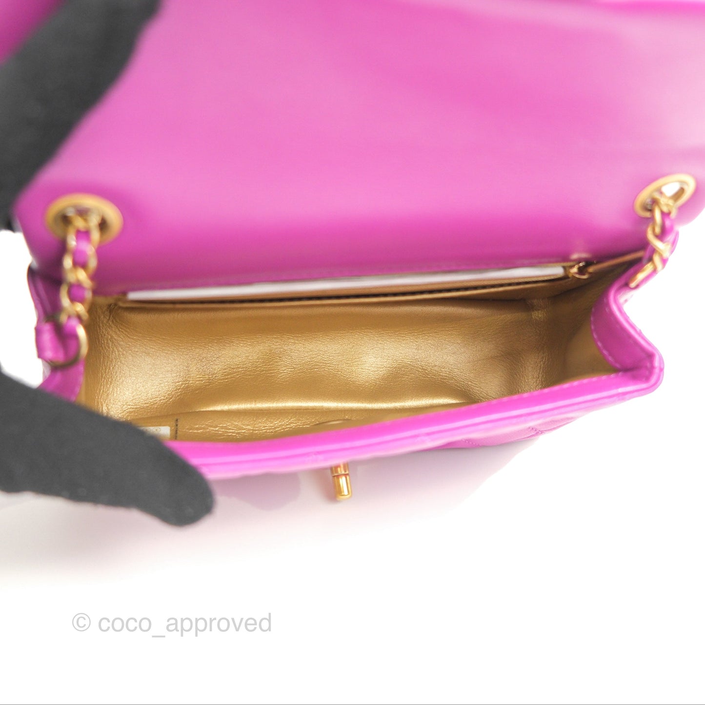 Chanel Mini Rectangular Pearl Crush Quilted Purple Lambskin Aged Gold Hardware