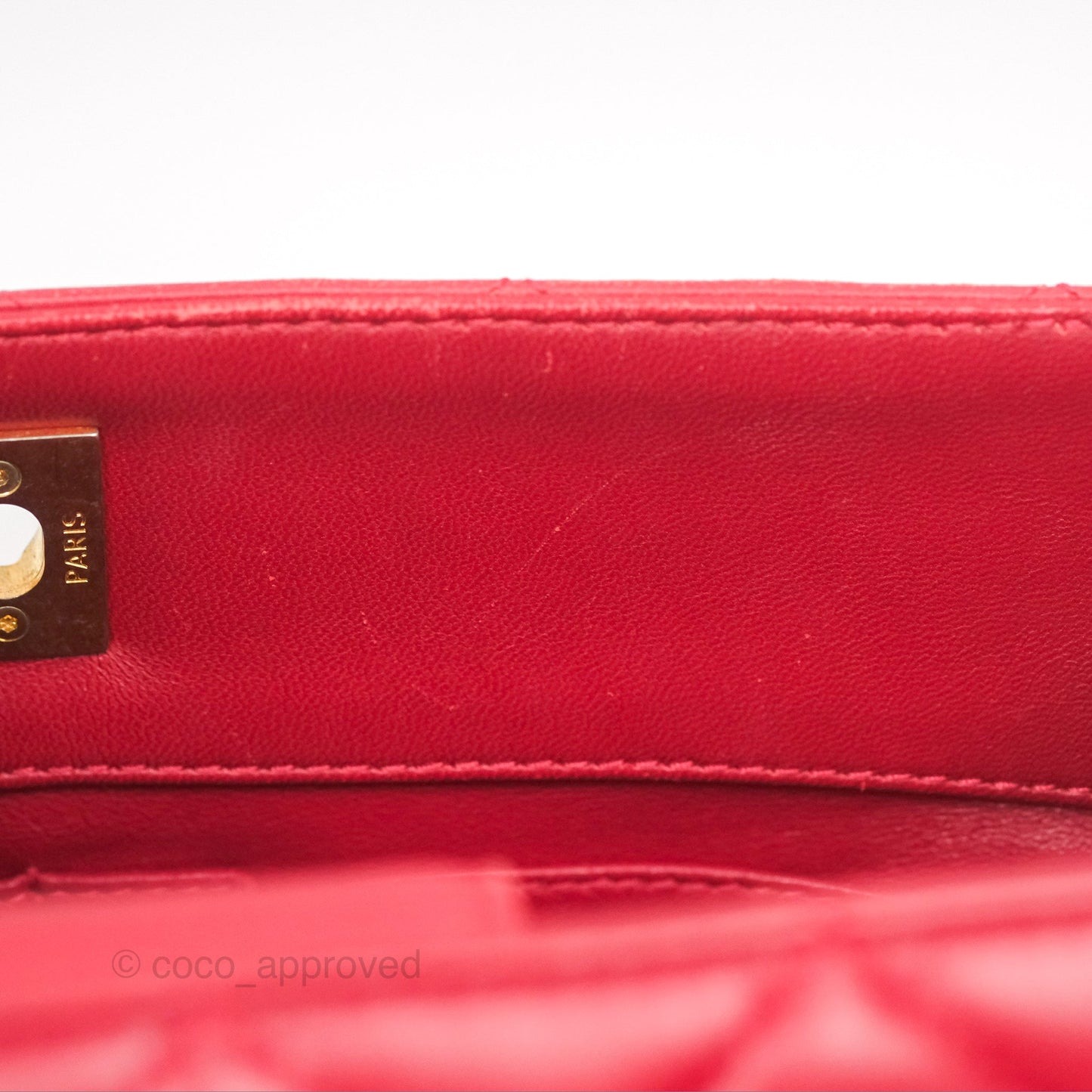 Chanel Tote Bag Red Lambskin Aged Gold Hardware