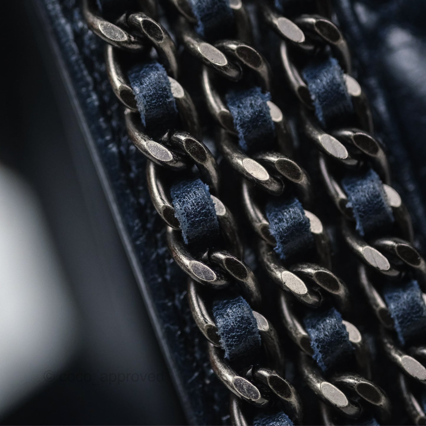 Chanel Medium Chain Edge Boy Quilted Navy Aged Glazed Calfskin Ruthenium Hardware