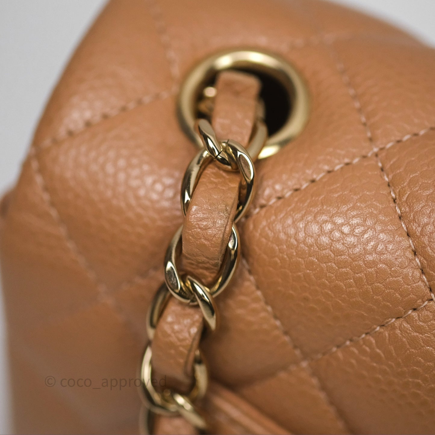 Chanel Mini Rectangular Quilted Dark Beige Caviar Gold Hardware
