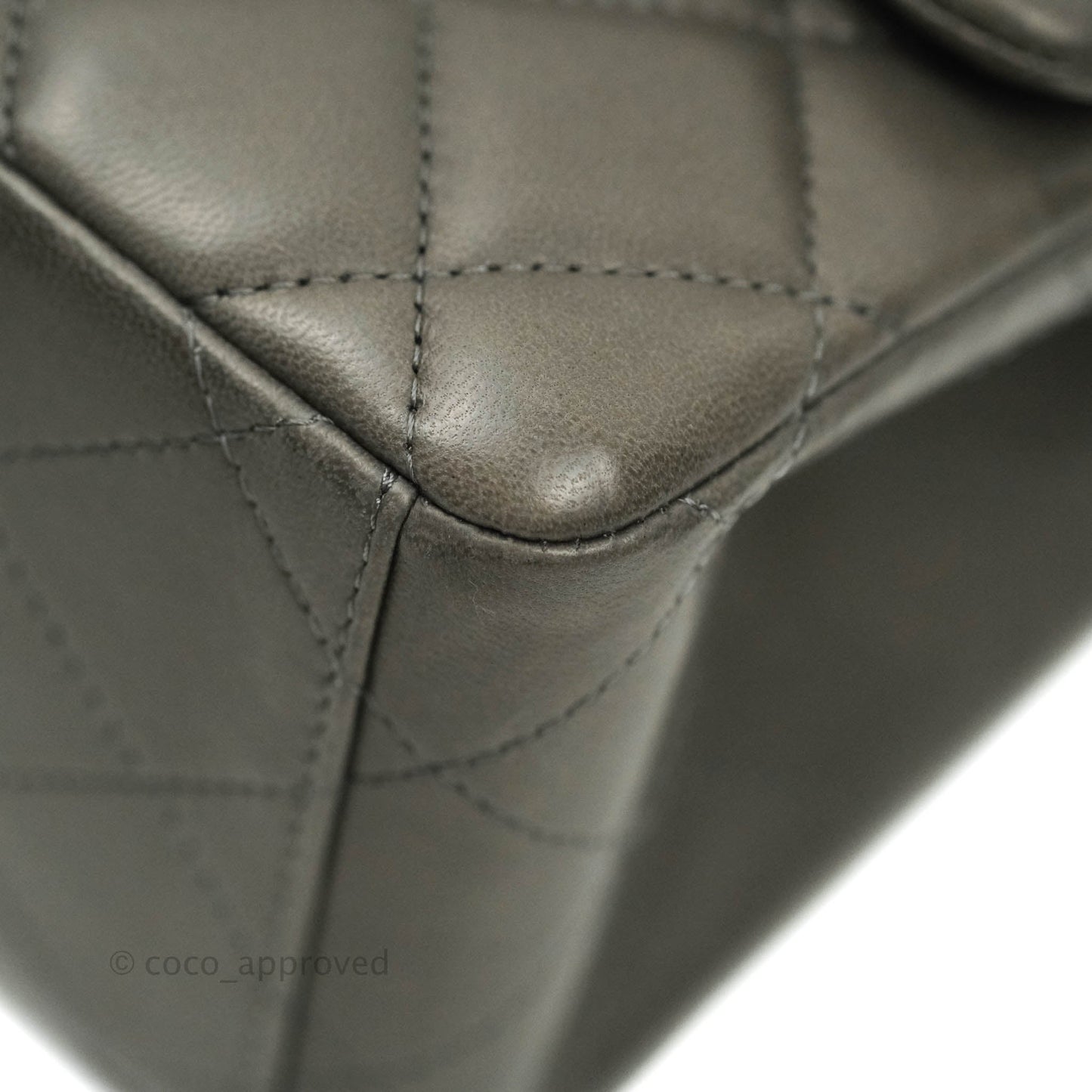Chanel Classic Single Flap Maxi Grey Lambskin Gun Metal Hardware