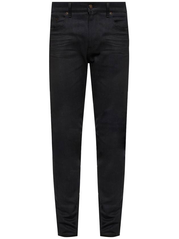 Luxury Saint Laurent Men's Denim Slim Fit Coated Jeans Black