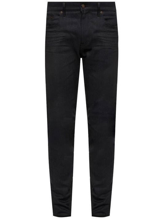 Luxury Saint Laurent Men's Denim Slim Fit Coated Jeans Black