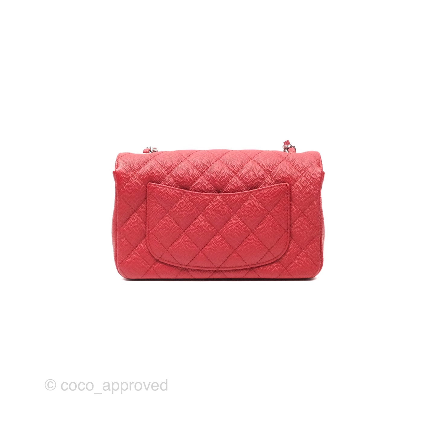 Chanel Quilted Mini Rectangular Red Caviar Silver Hardware