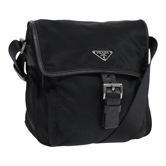 Luxury Prada Shoulder Bag Nylon Black Silver  88683