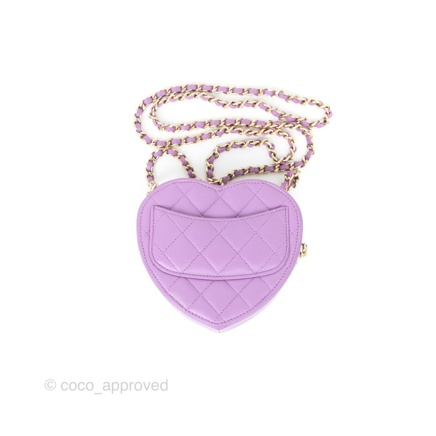 Chanel Small Heart Bag Purple Lambskin Gold Hardware 22S