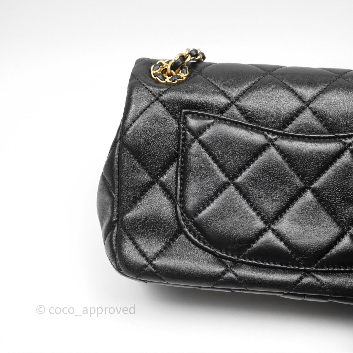 Chanel Flap Bag Black Lambskin Aged Gold Hardware 24P