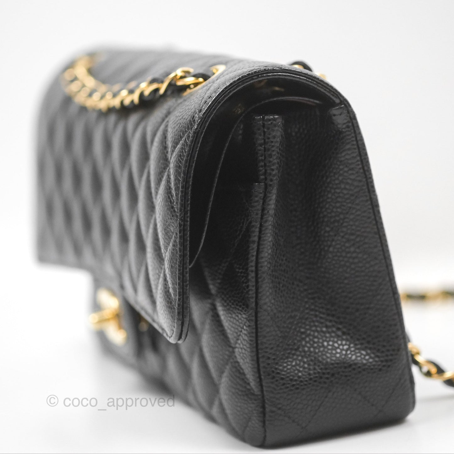 Chanel Classic M/L Medium Flap Quilted Black Caviar Gold Hardware
