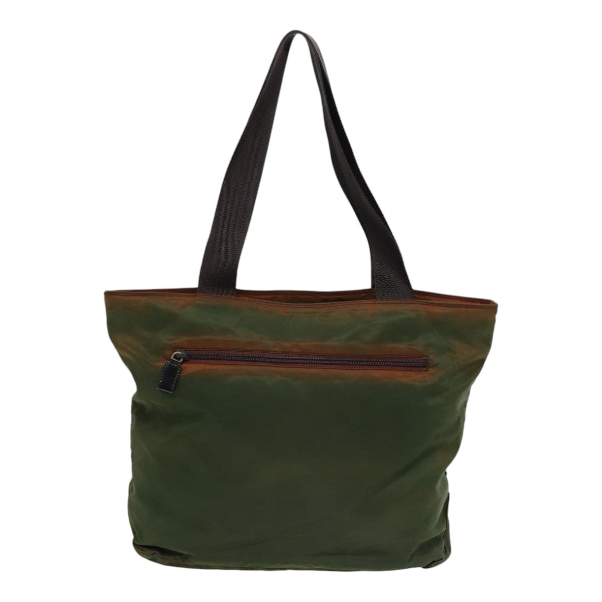 Luxury Prada Tote Bag Nylon Green Brown Silver  88715