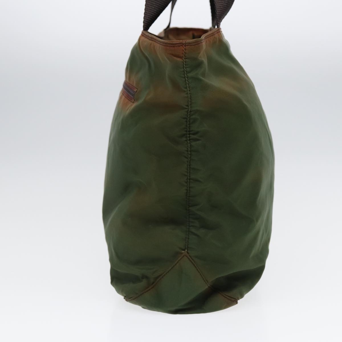 Luxury Prada Tote Bag Nylon Green Brown Silver  88715