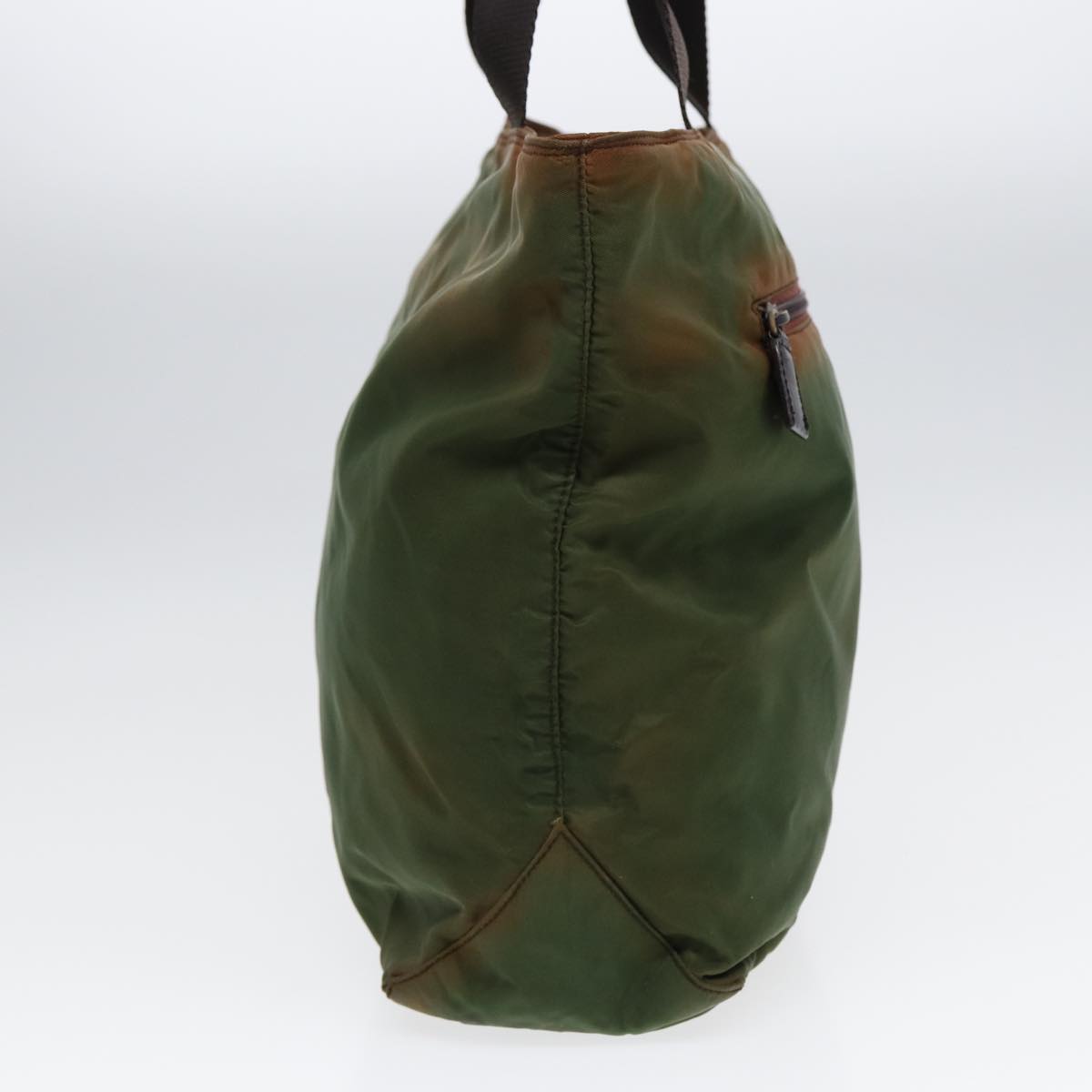 Luxury Prada Tote Bag Nylon Green Brown Silver  88715