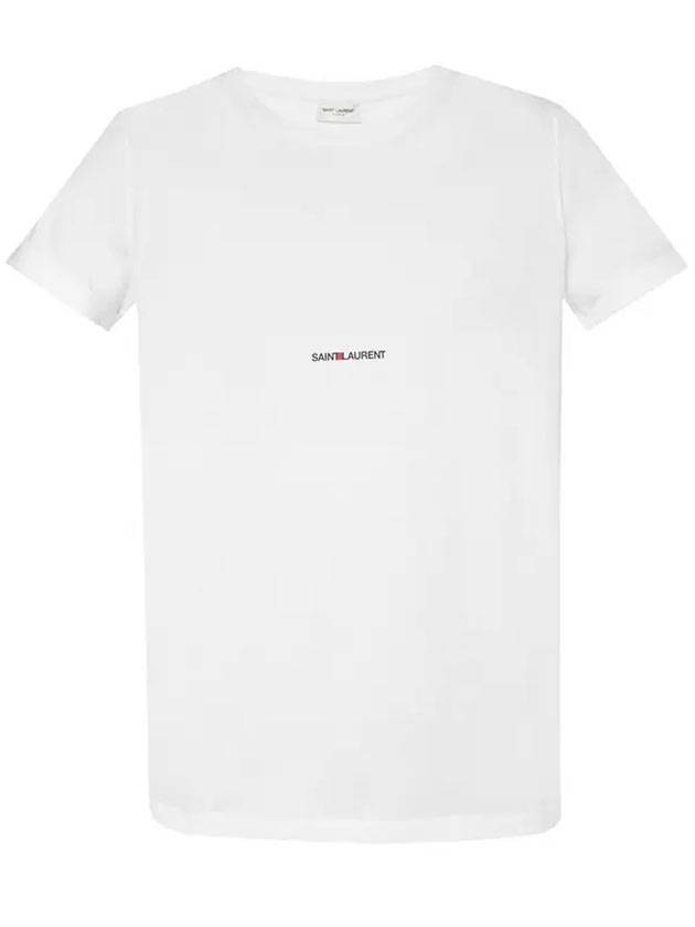 Luxury Saint Laurent Men's Small Logo Short Sleeve T-Shirt White