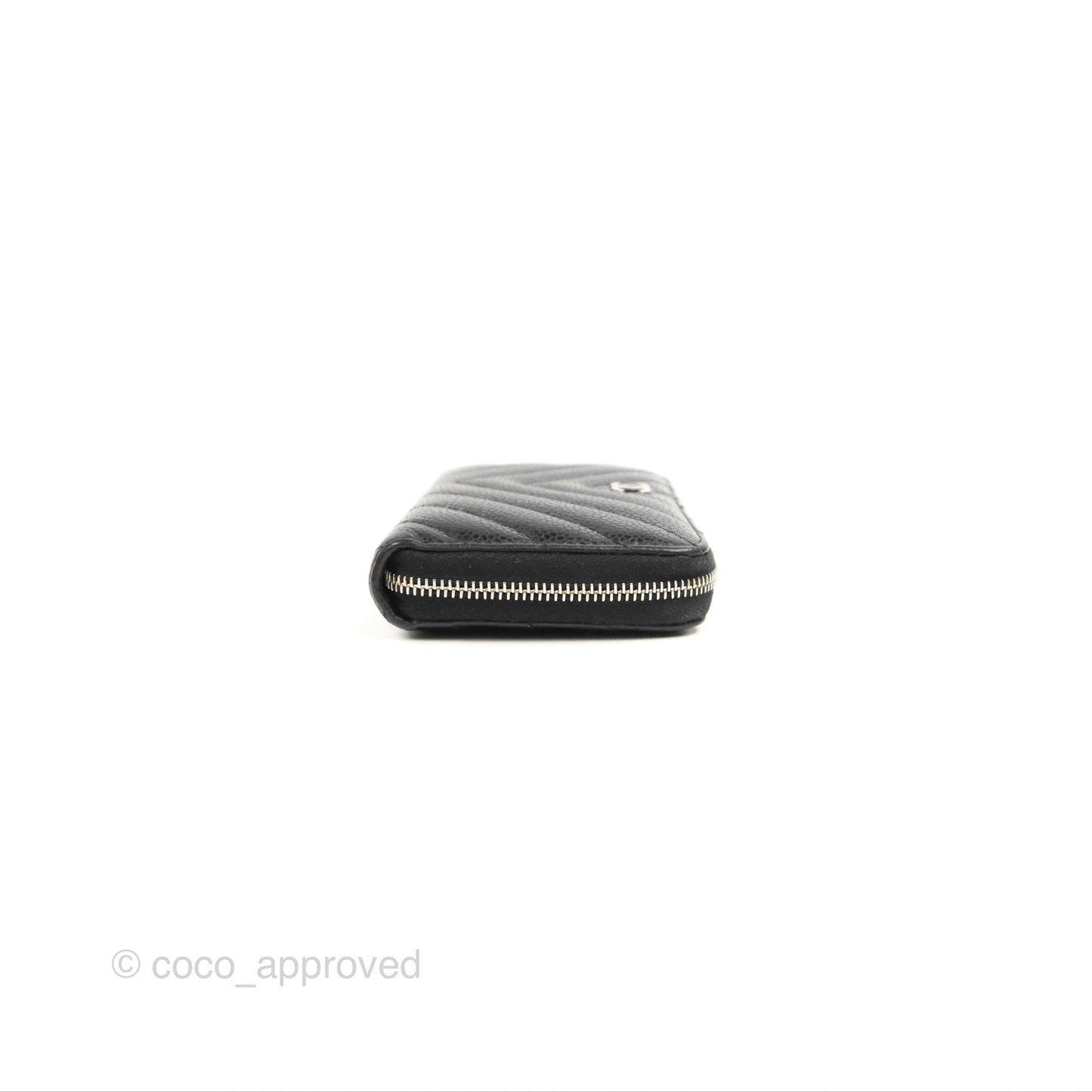 Chanel Medium Wallet Chevron Black Soft Caviar Silver Hardware