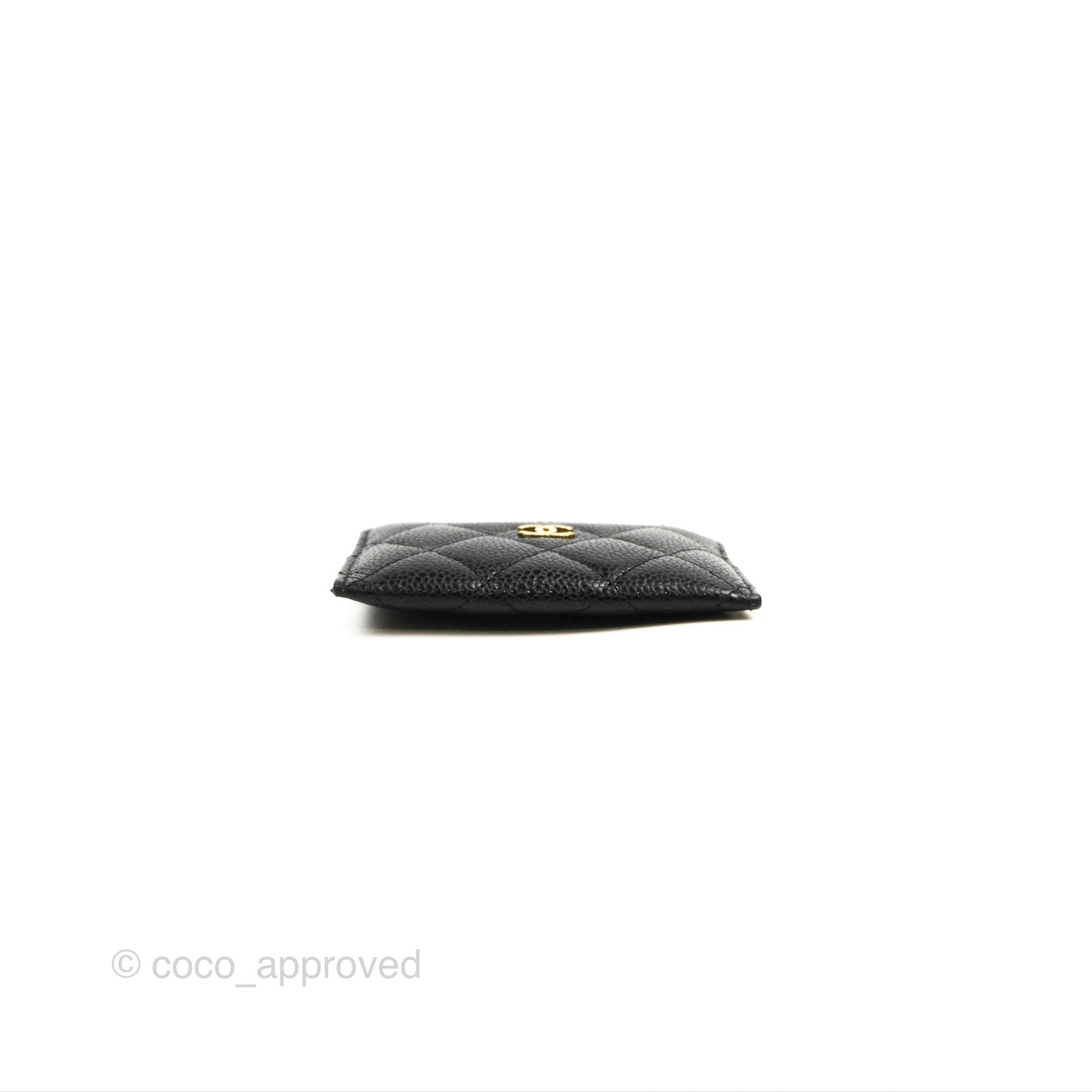 Chanel Classic Flat Card Holder Black Caviar Gold Hardware
