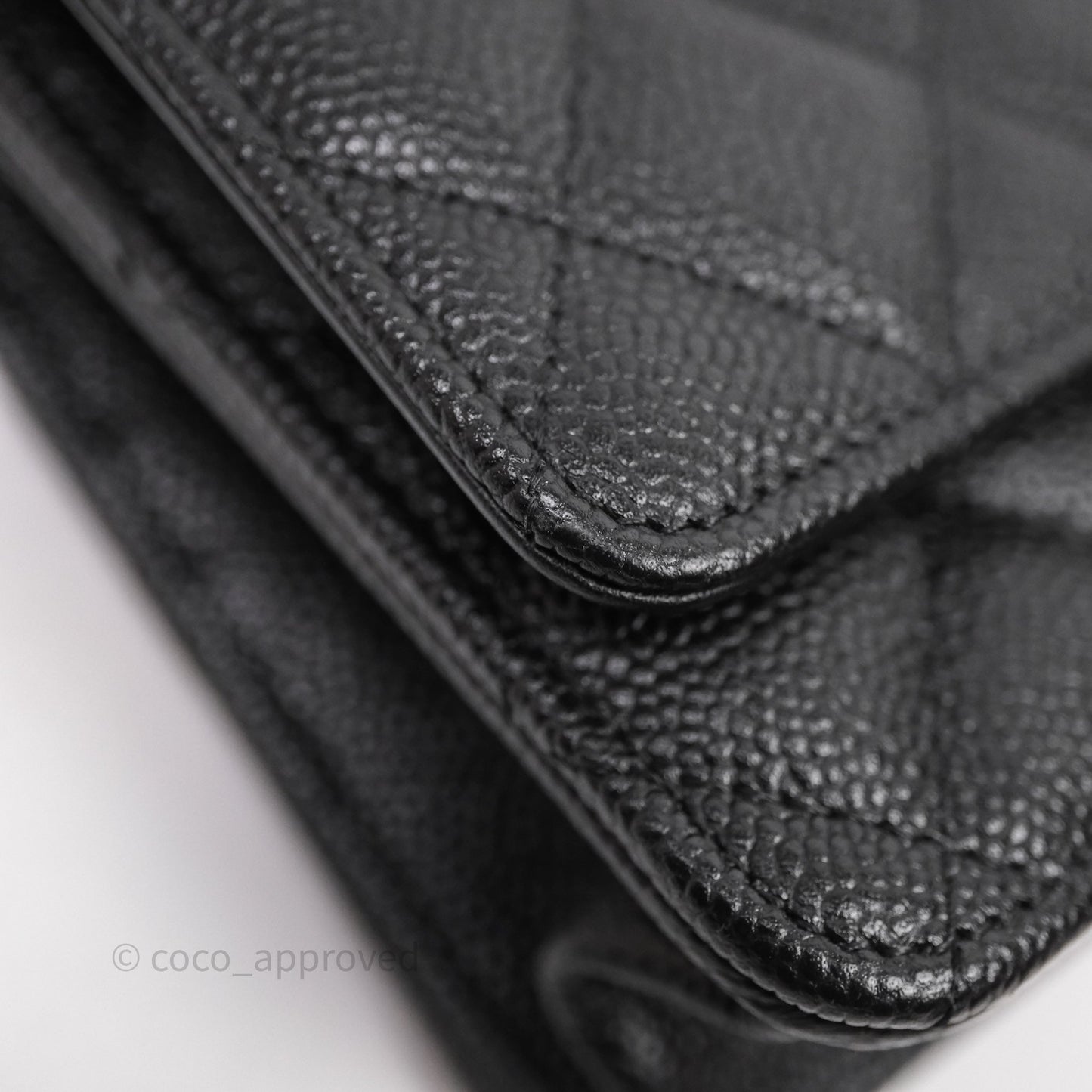 Chanel WOC With Ribbon Chain Black Caviar Gold Hardware