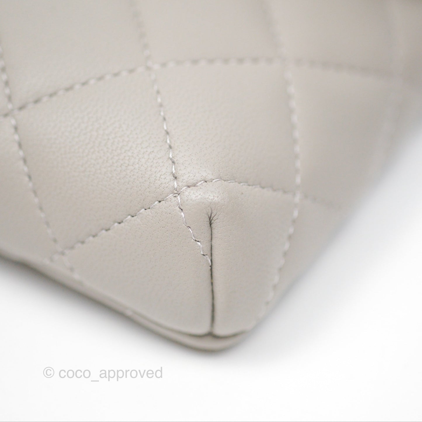 Chanel Classic Flap Clutch Quilted Light Grey Lambskin Silver Hardware