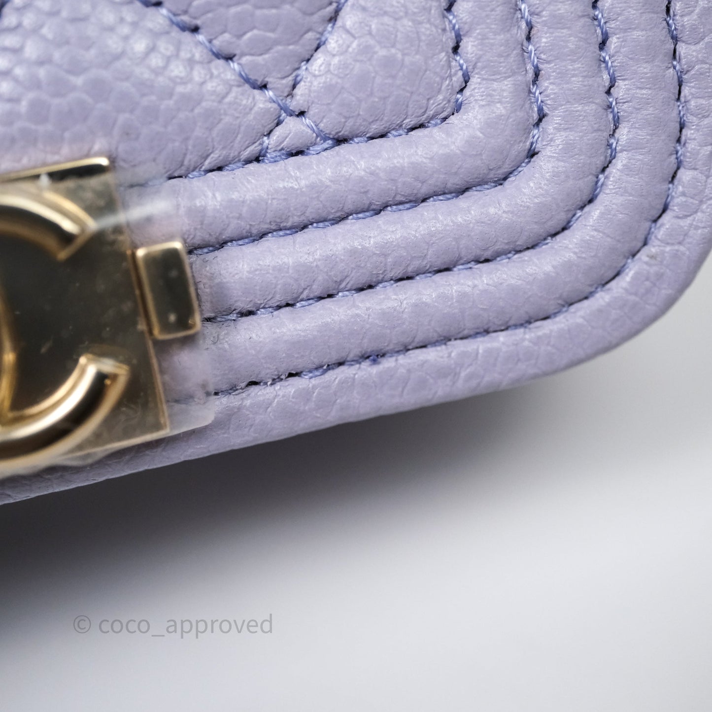 Chanel Quilted Boy Belt Bag Purple Caviar Gold Hardware