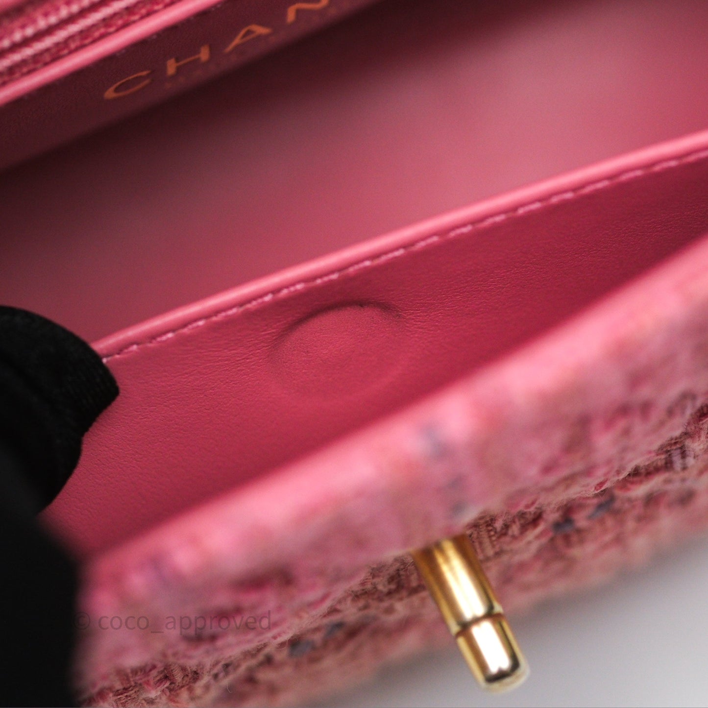 Chanel Kelly Bag Pink Tweed Aged Gold Hardware