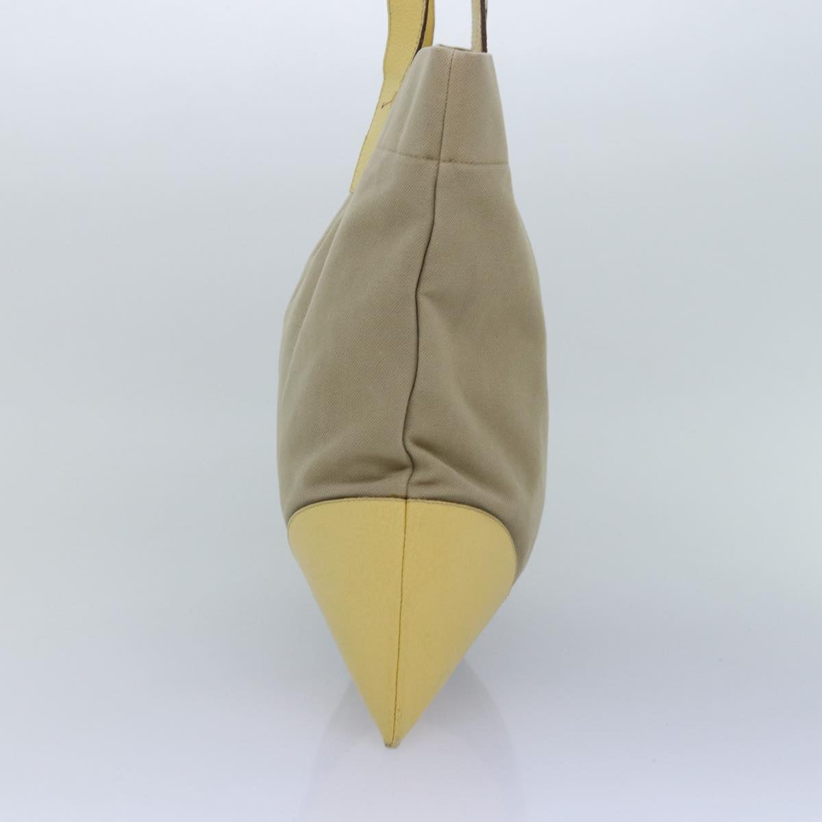 Luxury Prada Tote Bag Canvas Leather Beige Yellow  88797