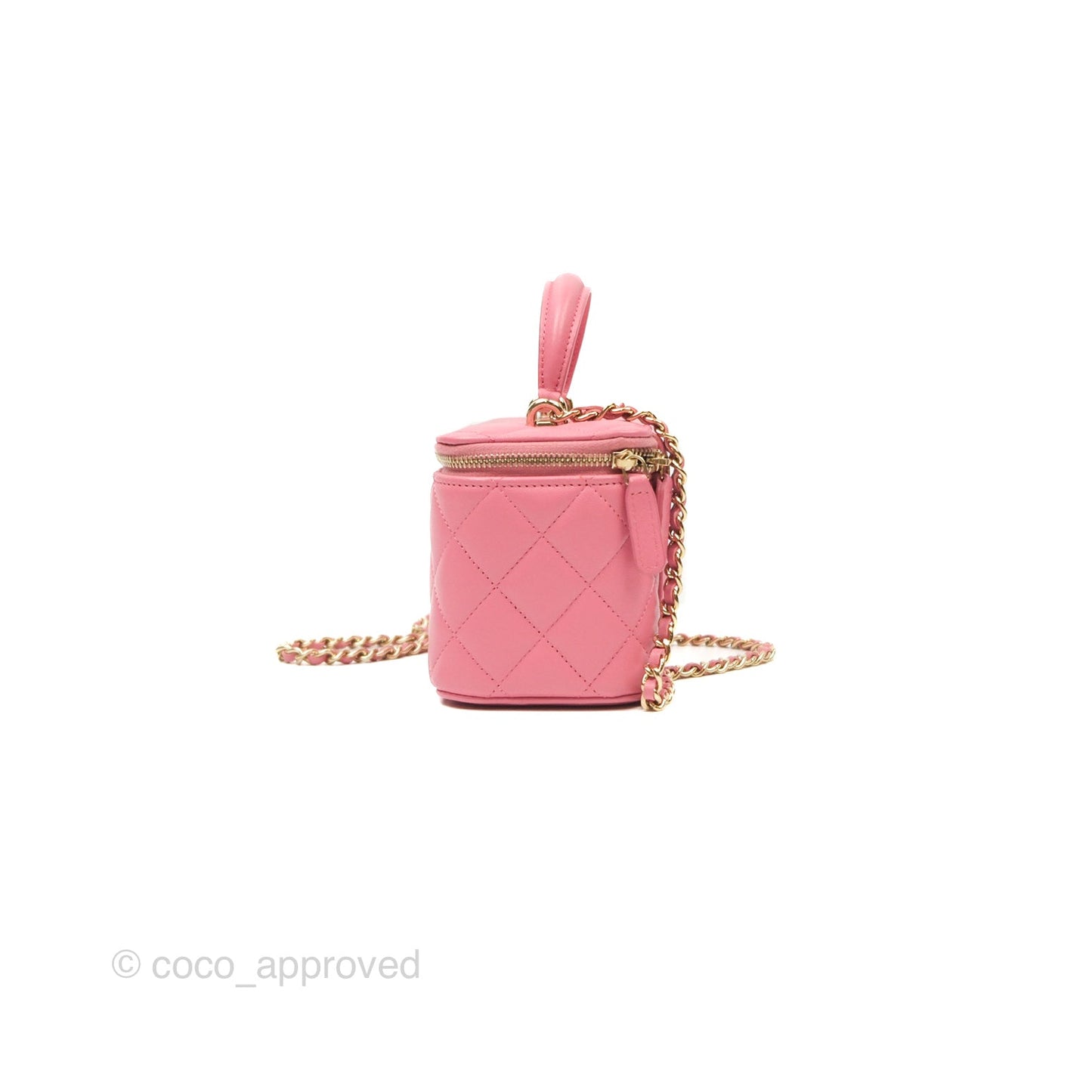 Chanel Vanity Rectangular Top Handle Pink Lambskin Gold Hardware