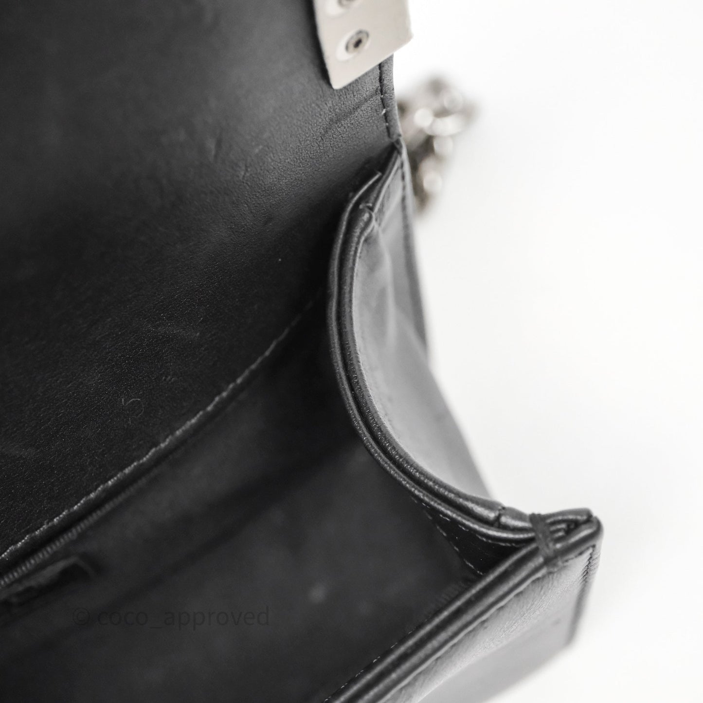 Chanel Small Boy Chevron Black Lambskin Silver Hardware