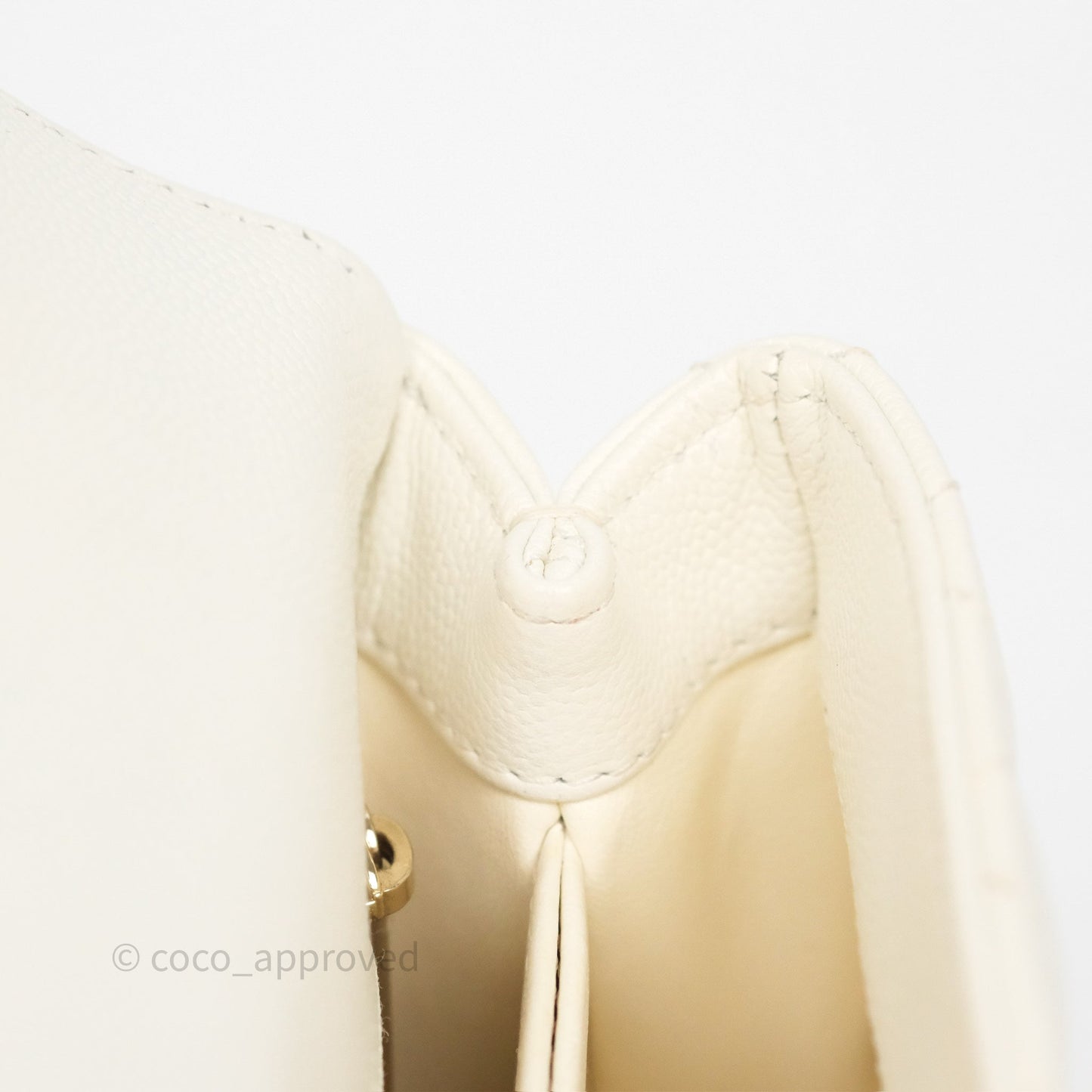 Chanel Mini Coco Handle Quilted Ivory White Caviar Gold Hardware