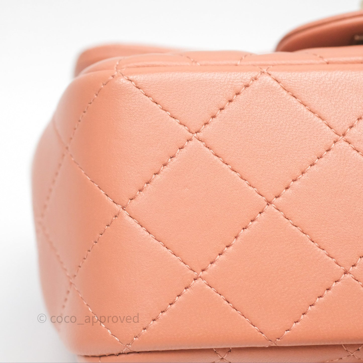 Chanel Mini Square Flap Quilted Dark Beige Lambskin Gold Hardware