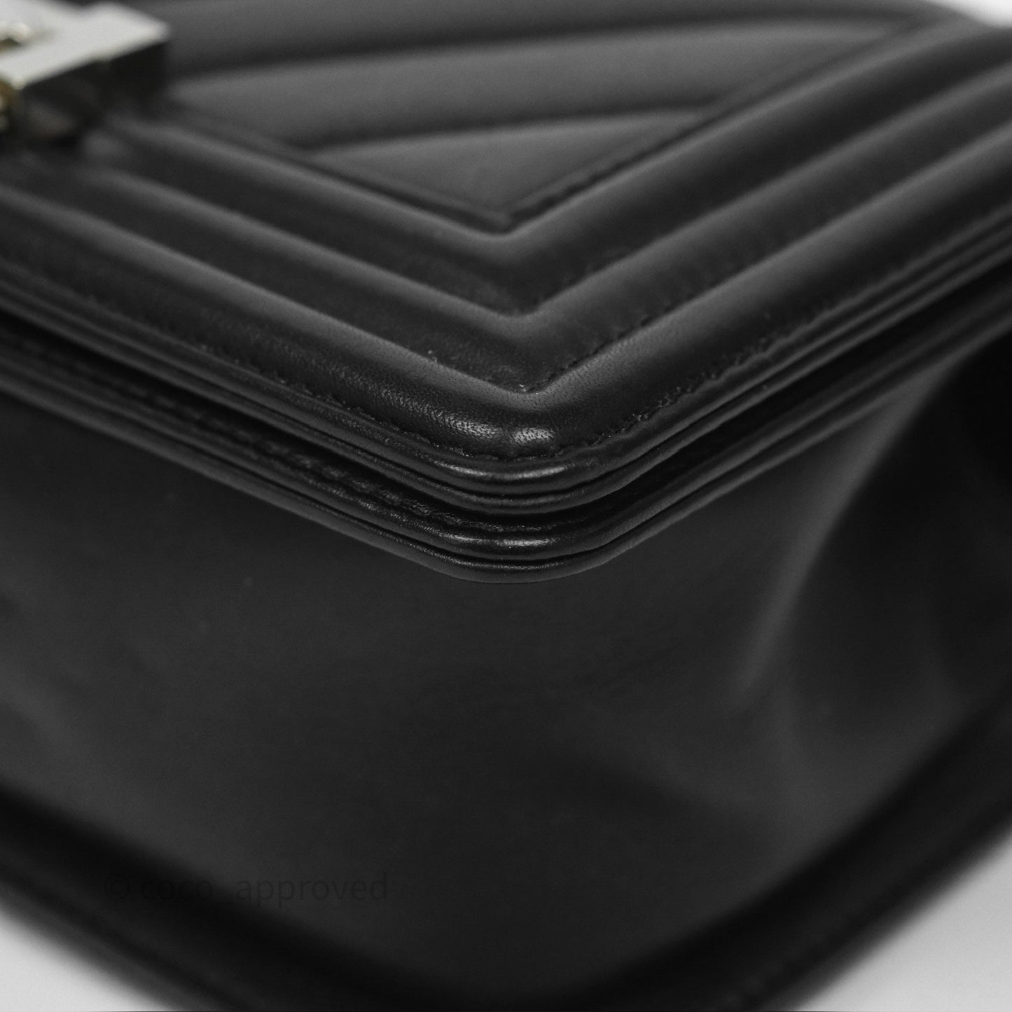 Chanel Small Boy Chevron Black Calfskin Silver Hardware