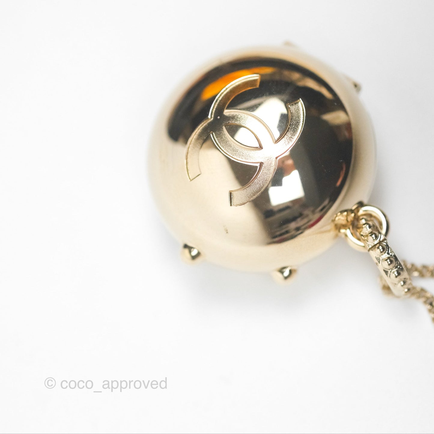 Chanel CC Sphere Locket Necklace Gold Tone 21S