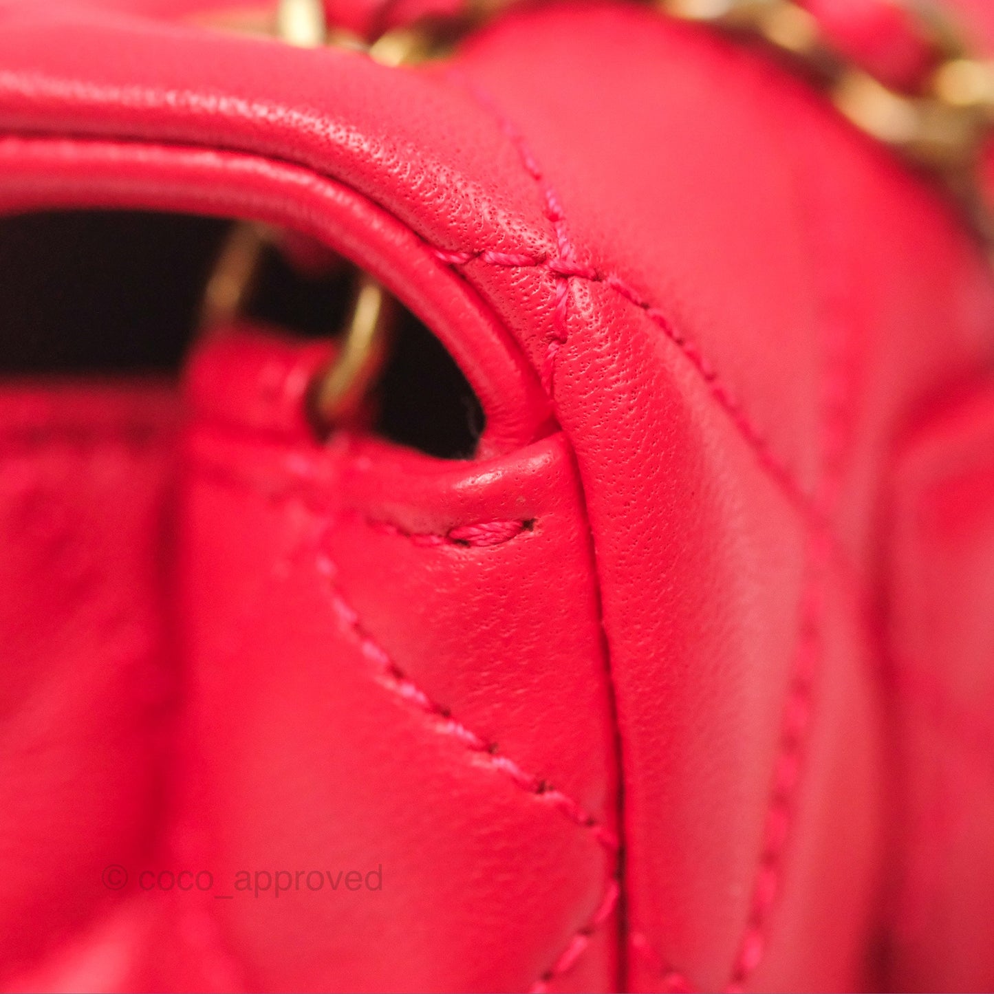 Chanel Mini Rectangular Pearl Crush Chilli Red Lambskin Aged Gold Hardware