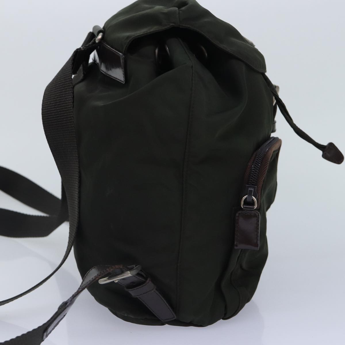 Luxury Prada Backpack Nylon Khaki Brown Silver  88801