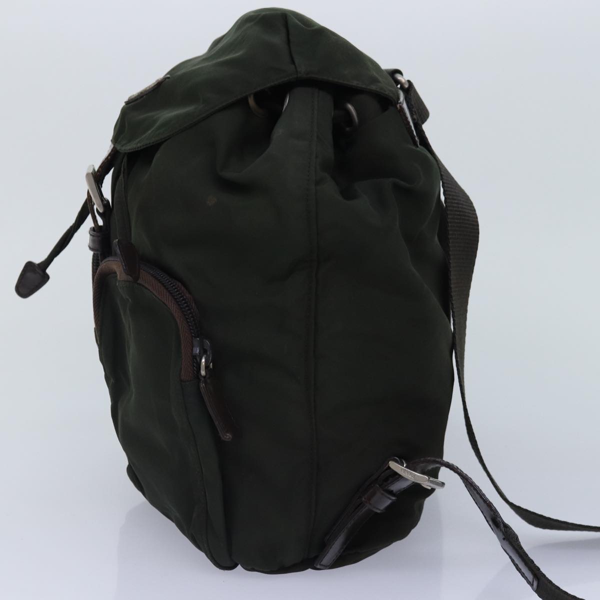 Luxury Prada Backpack Nylon Khaki Brown Silver  88801