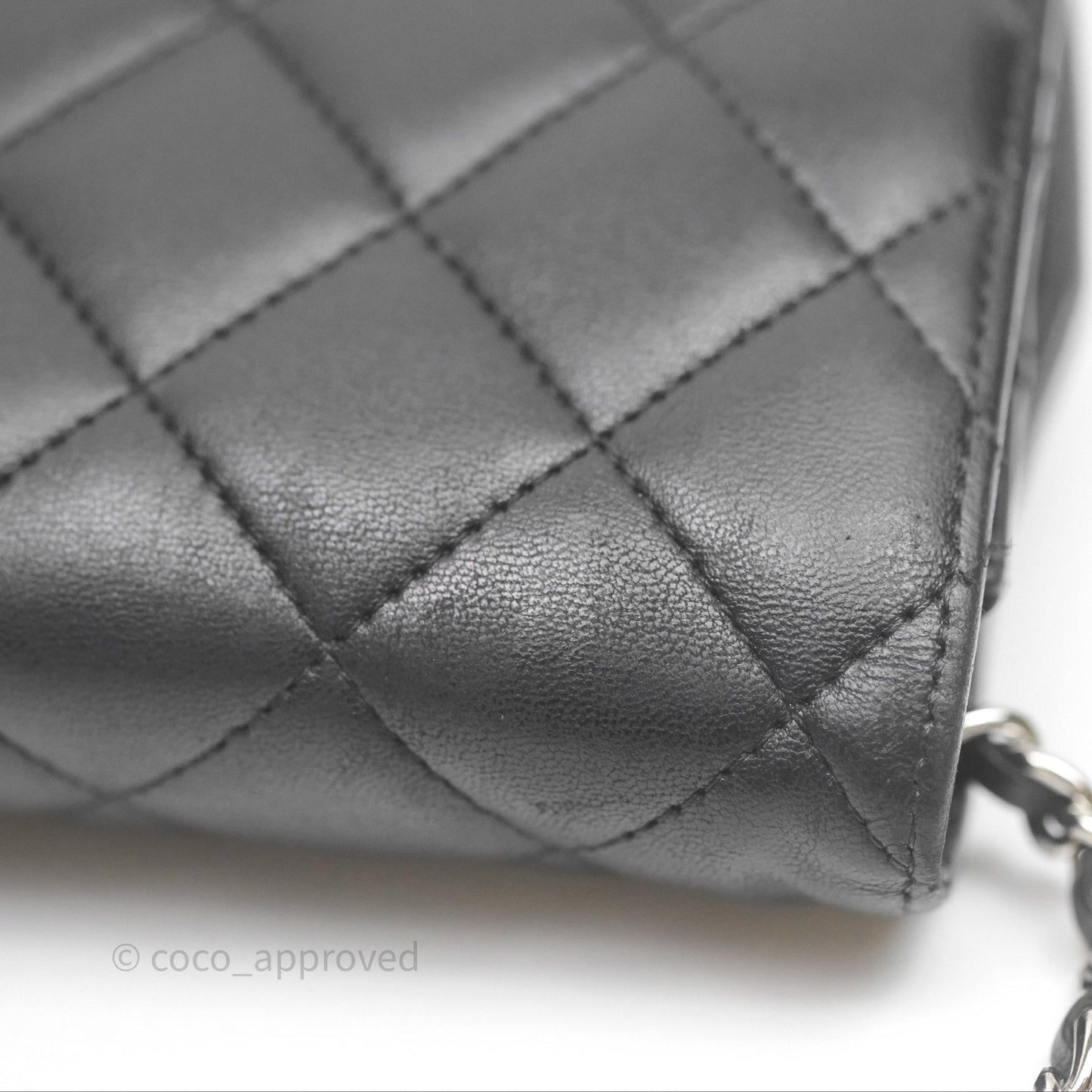 Chanel Quilted WOC Black Lambskin Silver Hardware