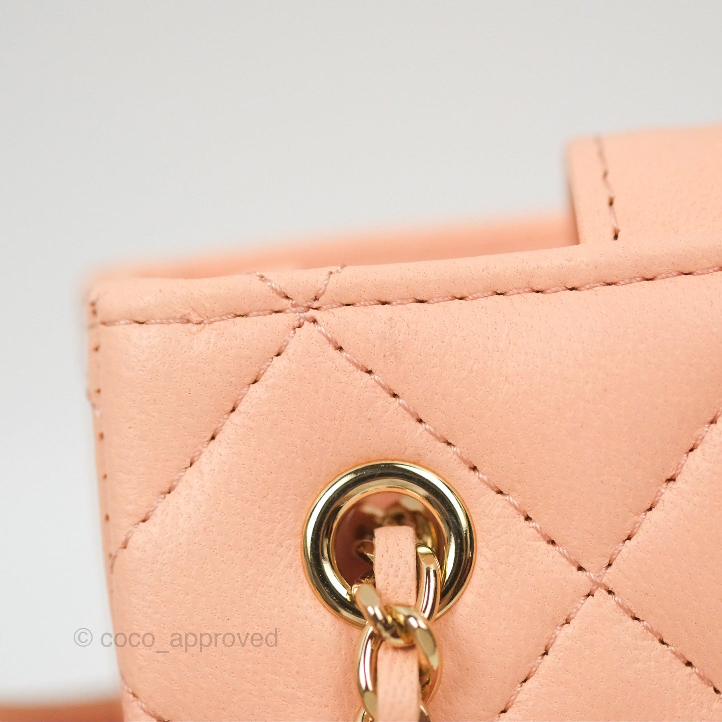Chanel Mini Clutch With Chain Light Beige Pink Lambskin Gold Hardware