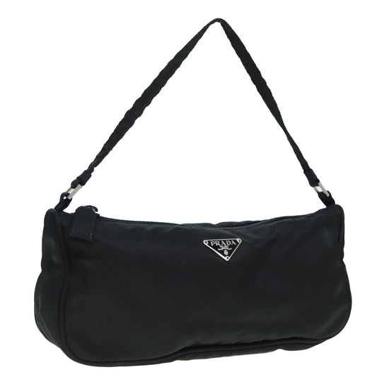 Luxury Prada Accessory Pouch Nylon Black Silver  88835