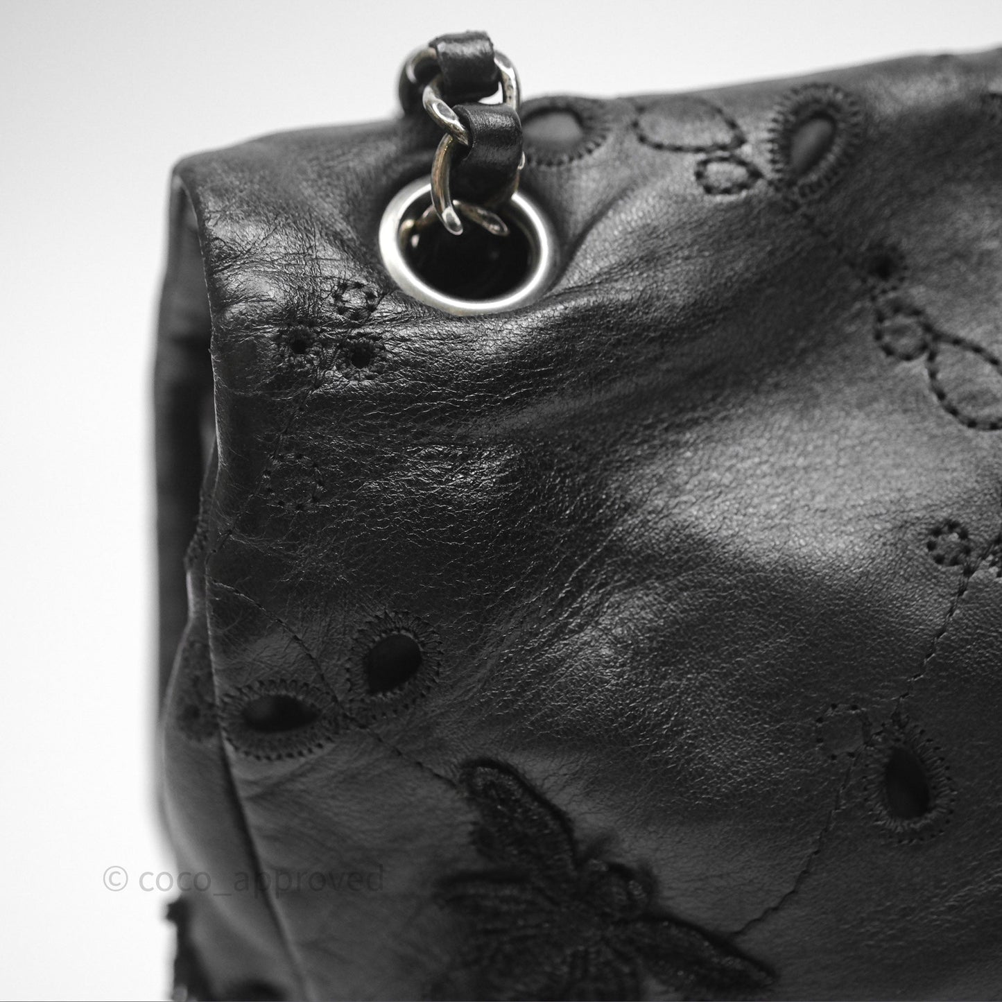 Chanel Embroidered Butterfly Flap Black Lambskin Ruthenium Hardware