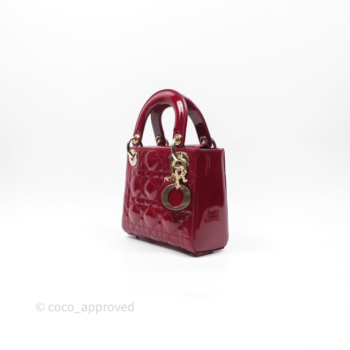 Christian Dior Mini Lady Dior Red Patent Cannage Gold Hardware