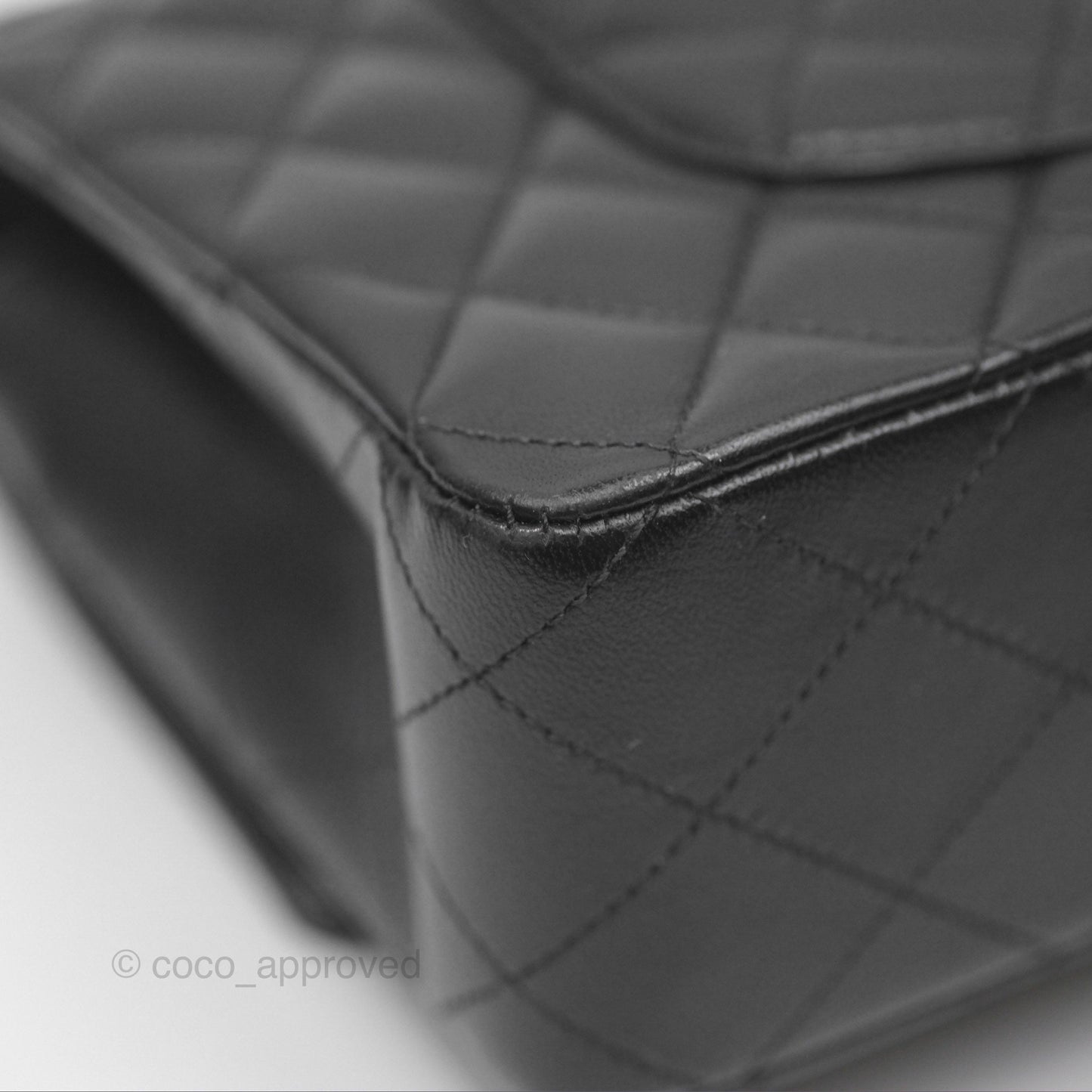 Chanel M/L Medium Classic Flap Quilted Black Lambskin Silver Hardware