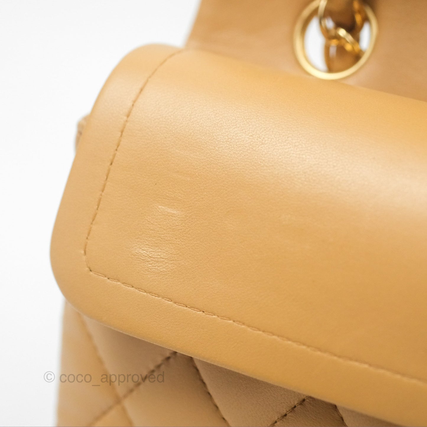 Chanel Vintage Small Classic Flap Beige Lambskin 24K Gold Hardware