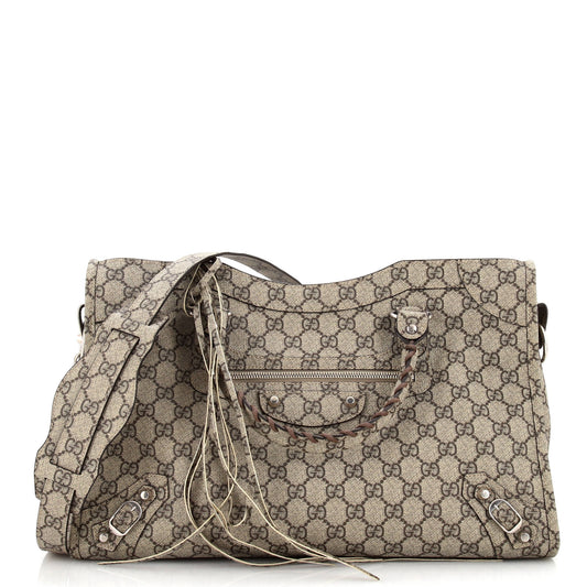 Gucci x Luxury Balenciaga The Hacker Project Neo Classic City Bag GG Coated Canvas Medium