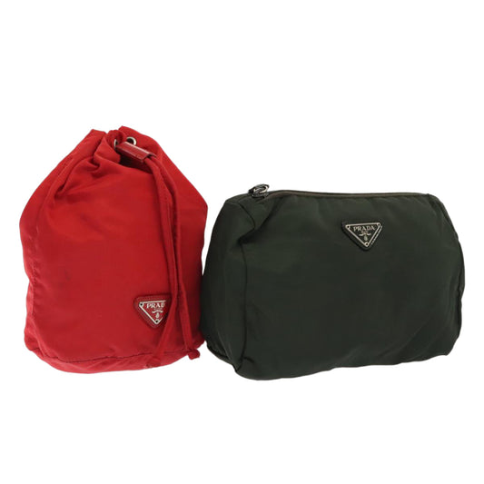 Luxury Prada Pouch Nylon 2Set Red Khaki  88882