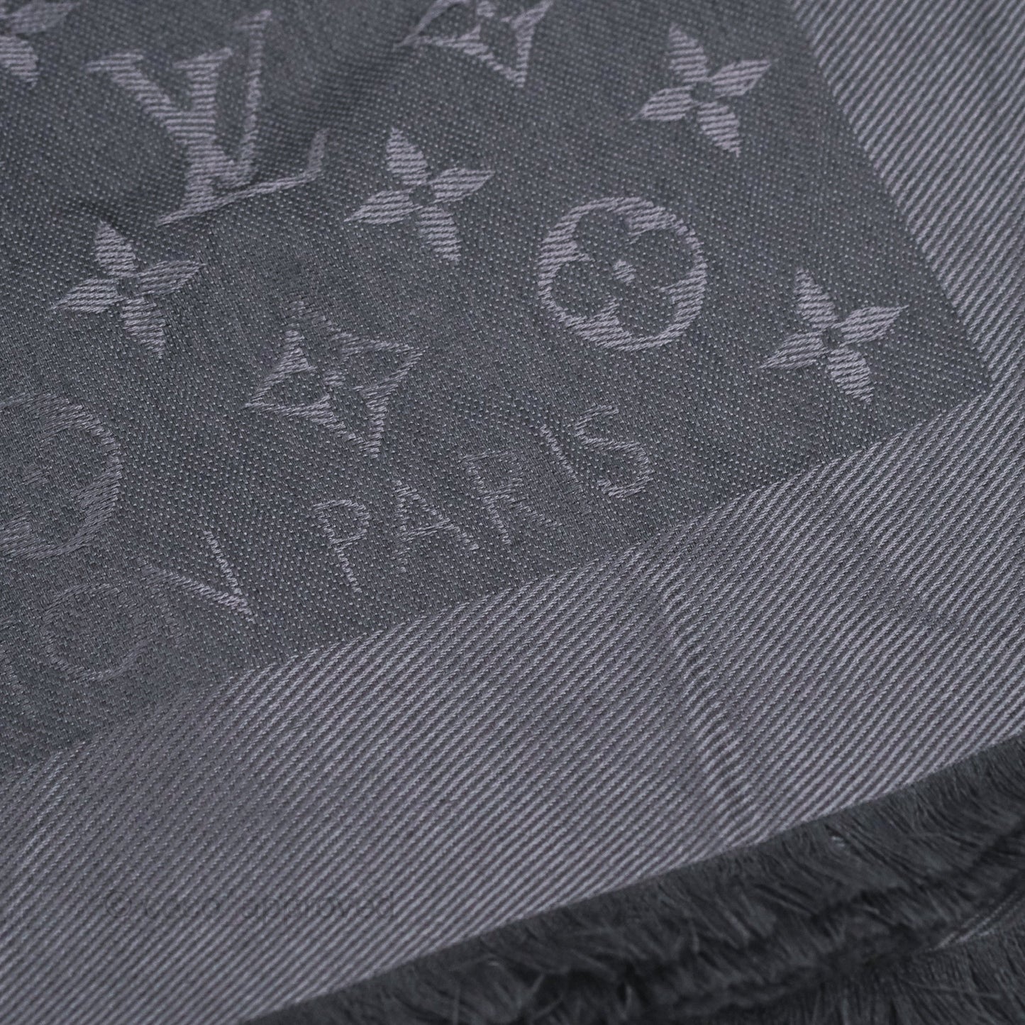 Louis Vuitton Silk Wool Monogram Shawl Anthracite