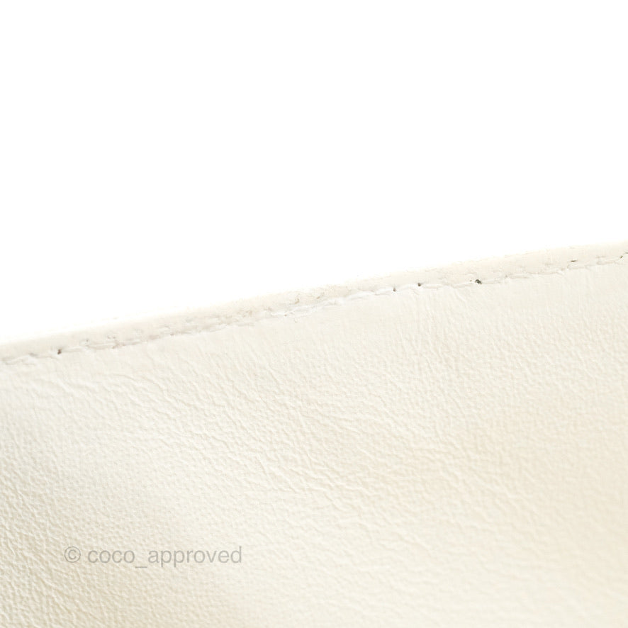 Chanel Small Classic Quilted Flap White Caviar Gold Hardware