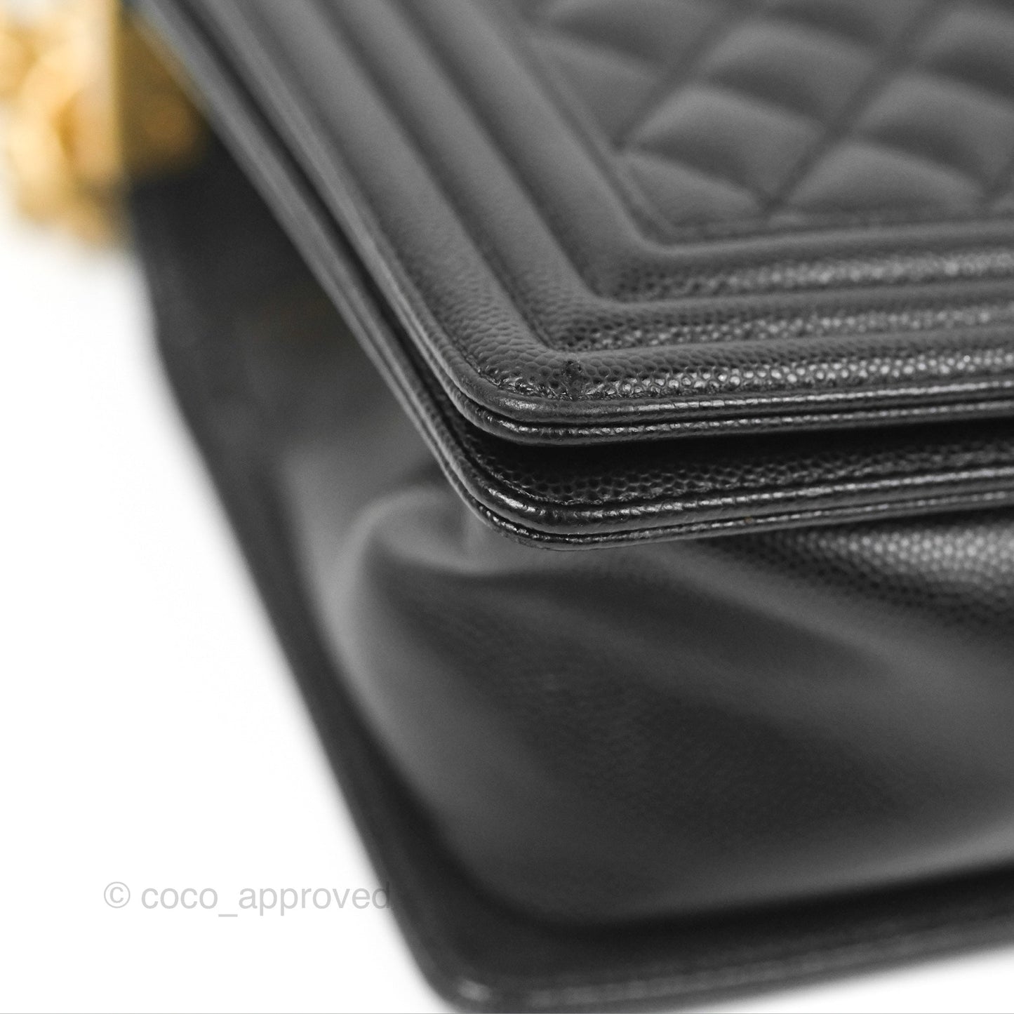 Chanel Quilted Medium Boy Black Caviar Aged Gold Hardware