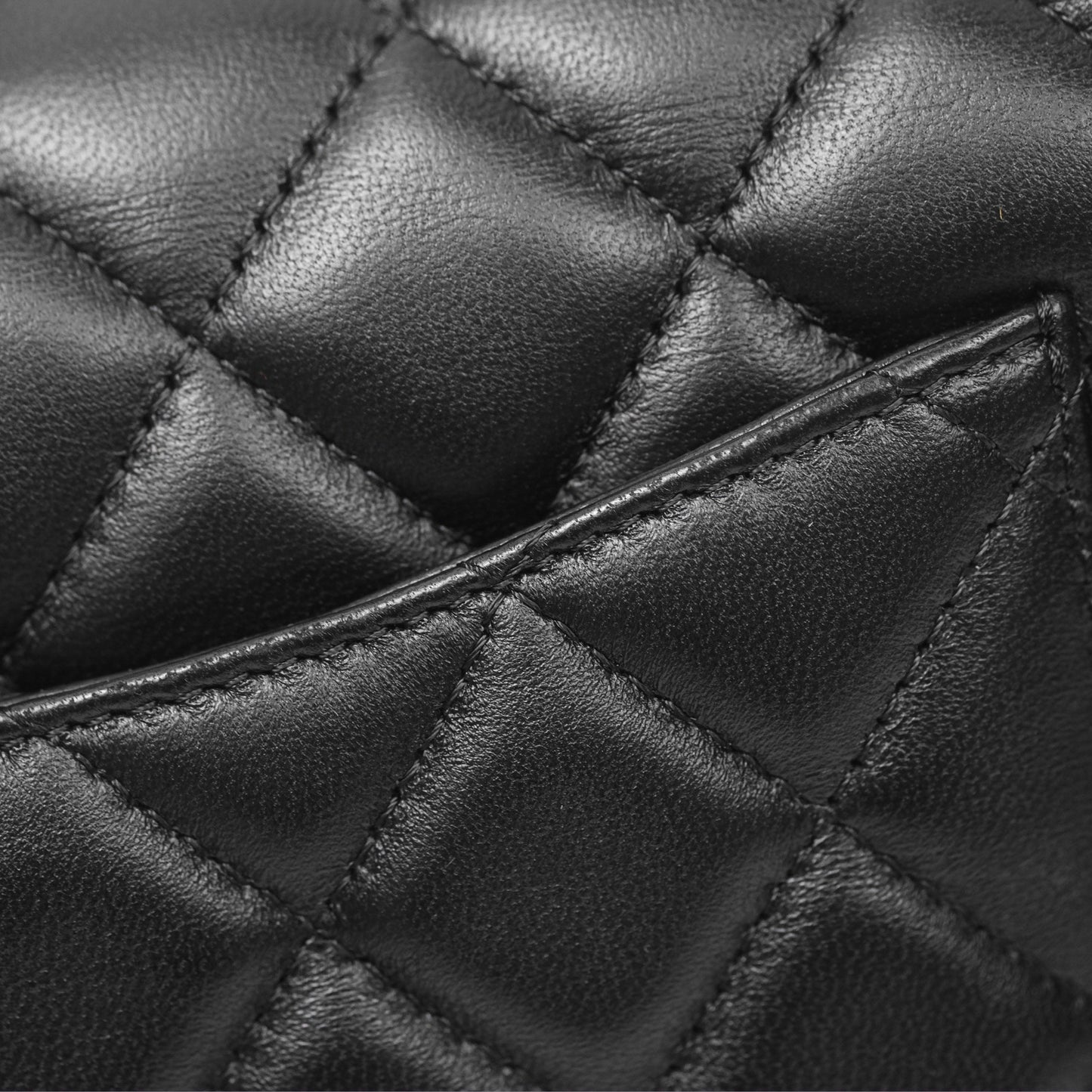 Chanel Quilted Mini Rectangular Black Lambskin Silver Hardware