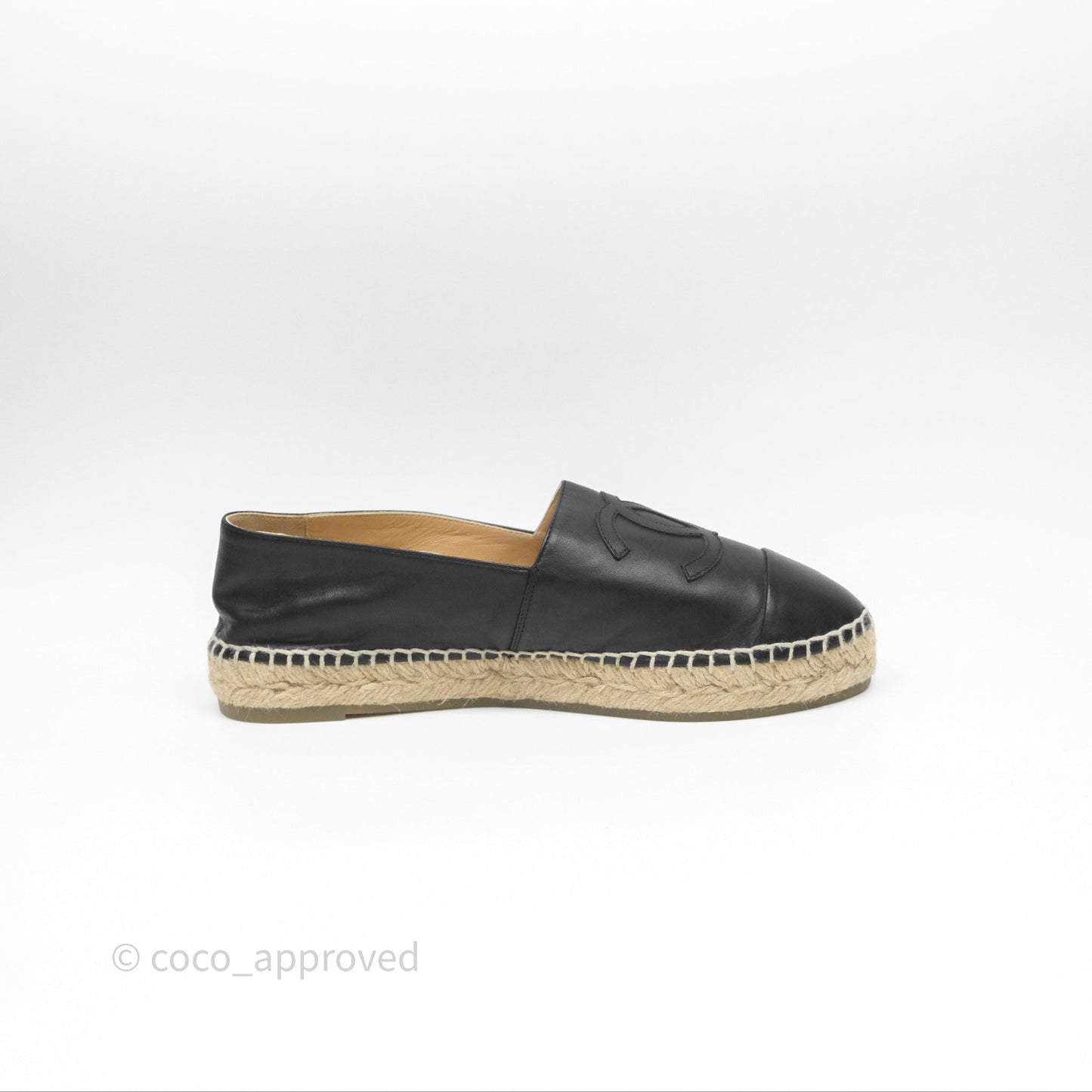 Chanel Espadrille Black Leather Size 40