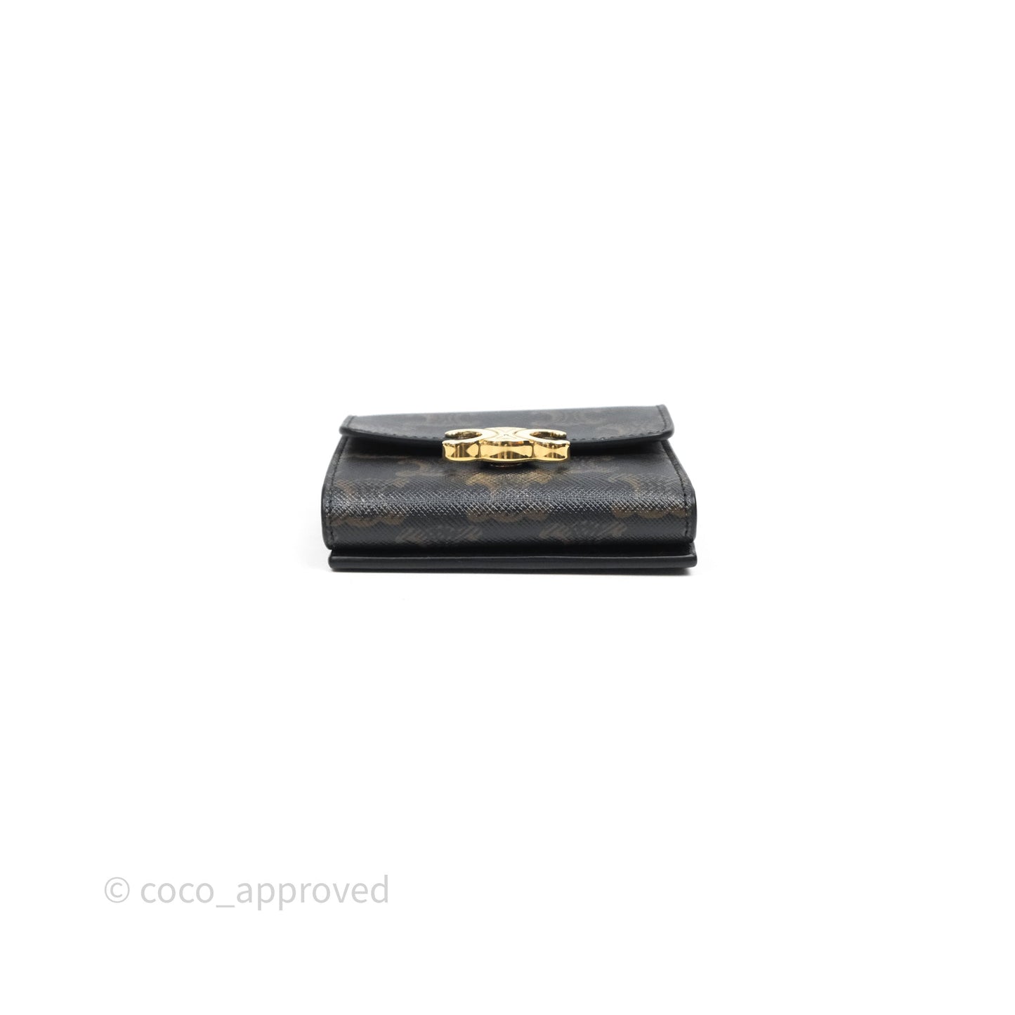 Celine Compact Wallet with Coin Triomphe Canvas Tan Lambskin