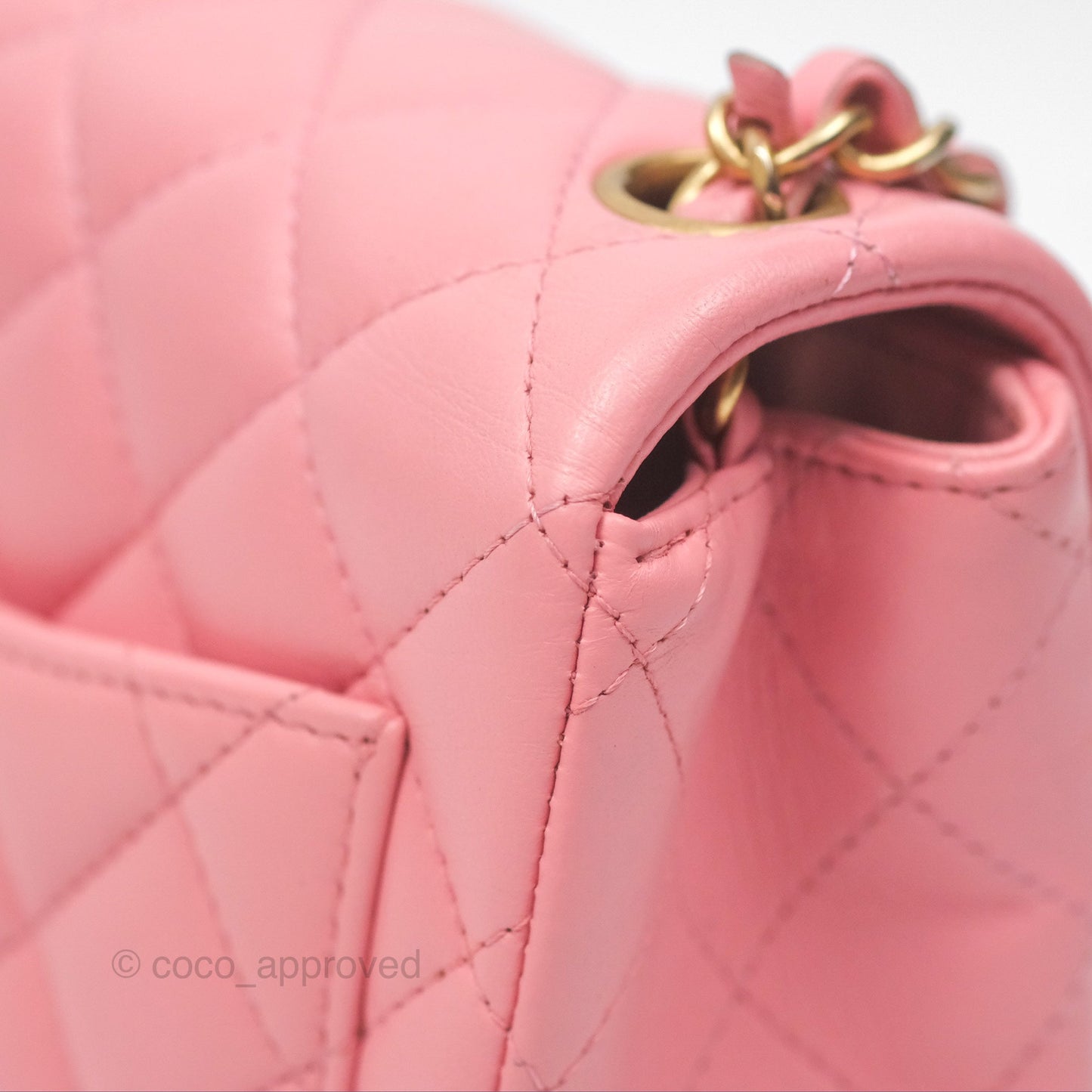 Chanel Mini Square Pink Lambskin Aged Gold Hardware