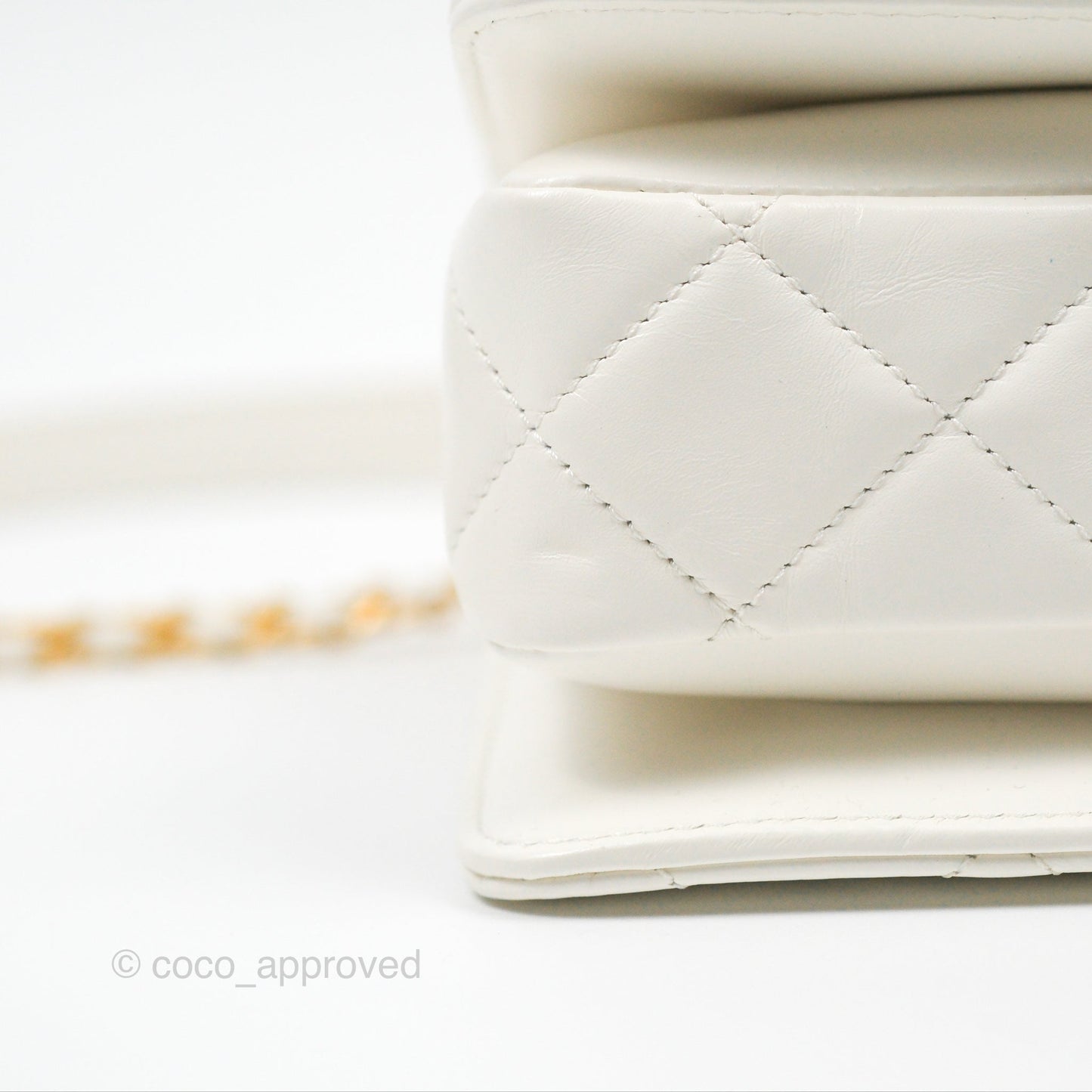 Chanel Rainbow Top Handle Flap Bag White Glazed Lambskin 23P